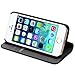 iPhone SE Stand Case, GreatShield SHIFT LX Leather Wallet Flip Case with Kickstand & Credit Card Slot for Apple iPhone SE / 5S / 5 (Black)