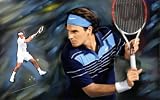 ROGER FEDERER TENNIS CANVAS ART PAINTING W 3/4 GALLERY WRAP STYLE MOUNT 28X16X3/4