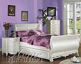 Pearl White Finish Full Size Sleigh Bed by Acme