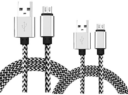 Micro USB Cable, HAOCITY 2-Pack 3.3FT 6.6FT Nylon Braided Micro USB Cable High Speed USB 2.0 A Male to Micro B Sync&Charge Cord Wire for Samsung, HTC, Motorola, Nokia, Android, and More (Silver)