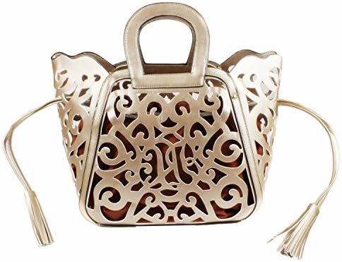 VMATE® Magazine Style Big Hollow Carved Toten Female Fringed Handbag Tote Shoulder Bag (Gold)