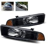 1999-2003 Mitsubishi Galant Headlights  w Amber (Black) by Matrix
