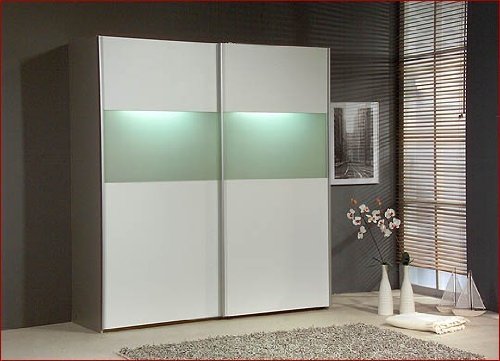 Schwebetürenschrank 'Juli' in Weiß Milchglas 180cm Breit