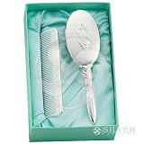 Empire Sterling Silver Oval Engine Turned Girl's Comb & Brush Set