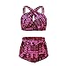 Haicoo High Waisted Floral Bikini Front Cross Tribal Ladies Plus Size Swimwear