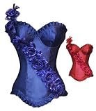 SJ-138 - Blaues Korsett mit Blumen verzierten Schulterträgern
