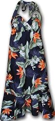Vintage Halter Tropical Print Cotton  Dress