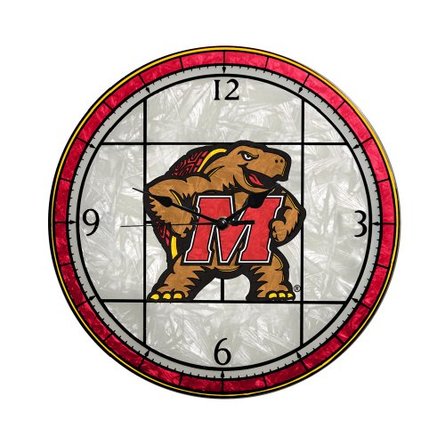 NCAA Maryland 12 Art Glass Clock