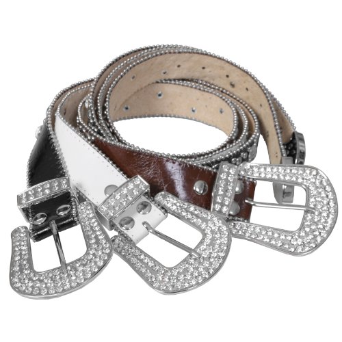 Journee Collection Womens Rhinestone Detailed Leather Belt