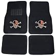 Red Skull w/ Crossbones Front & Rear Gem Crystals Studded Rhinestone Car Truck SUV Floor Mats - Pair