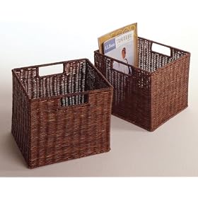 Winsome Set of 2 Espresso Small Storage Baskets
