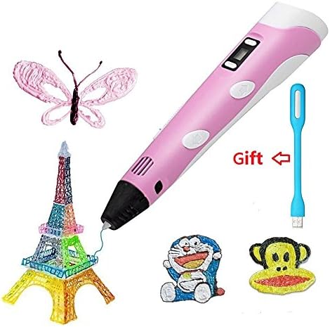 2016 Newest Version Intelligent 3D Printing Pen With LCD Screen for dimensional drawing pen Tool with 3 ABS Filament- As best DIY Gift Birthday Gift for Children, friends, adults 3D Crafts Pen (Pink)