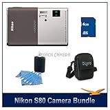 Nikon COOLPIX S80 Silver / Brown Camera 4GB Bundle with Digpro Case, 4 GB M ....