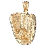 14kt Yellow Gold Baseball Mit With Ball Pendant