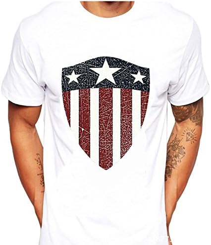 ChangShun® Men's White America Distressed Shield Short Sleeve t-shirt