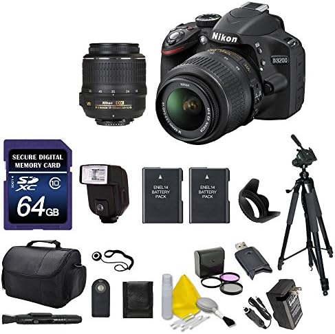 Nikon D3200 DSLR Camera with 18-55mm Lens (25492), 64GB High Speed Memory Card (International Model, No Warranty) Bundle 54