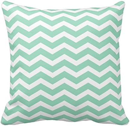 Home Decor Modern Mint Chevron - Pale Green - Throw Pillow Cover Cotton 18 X 18 For Sofa Or Bedroom Etc.