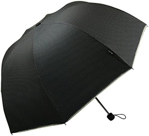 UNI Ladies Dots Print Lace Knit Bubble Dome Compact Parasol Umbrella, Black