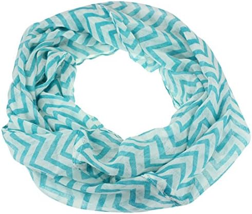 Change Women Infinity Chevron Zig Zag Color Block Double Loop Scarf Wrap (Blue)