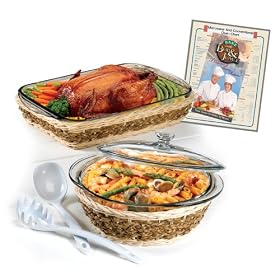 Click here to buy Anchor Hocking 9 Piece Expressions Bakeware with Rattan Basket by Anchor Hocking.
