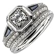 14K White Gold Classic Sapphire Diamond Wedding Ring Set (Center stone is not included)