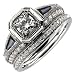 14K White Gold Classic Sapphire Diamond Wedding Ring Set (Center stone is not included)
