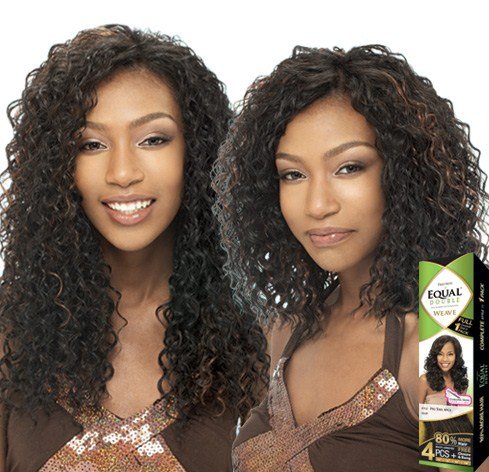 BEACH CURL 4PCS - Shake N Go Freetress Equal Synthetic Hair Double Weave Extensions #1B