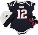Tom Brady Reebok Newborn 6-9 mos. Bodysuit, Booties & Cap New England Patriots Set