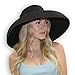 Chloe Wide Brim Black Derby Hat for Women Large Straw Hat Tiffany Style UPF 50+