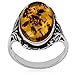 Sterling Silver Baltic Amber Oval Classic Ring