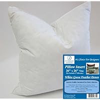 26' x 26' 72oz. Pillow Insert: 90/10 White Goose Feather Down - 2' Oversized & Firm Filled