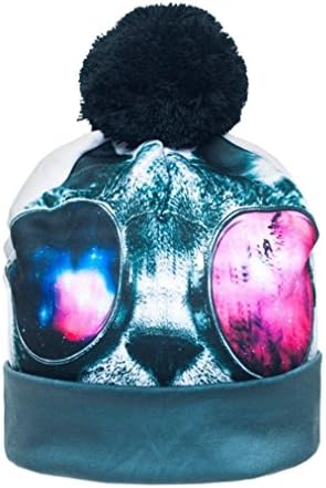 CHIC Women Men Winter Cat Big Eye Glasses Print Beanies Cap Sport Hip Hop Hat