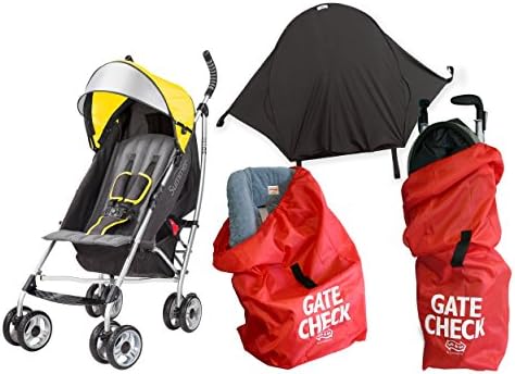 Summer Infant 3D Lite Convenience Stroller, Citrus with Airport Gate Check Travel Bag, Stroller Cover and Gate Check Bag for Car Seats