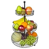 3 Tier Country Rustic Chicken Wire Style Metal Fruit Baskets / Kitchen Storage Organizer Rack - MyGift®