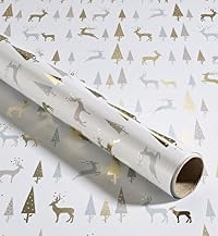 4m Gold Tree & Stag Christmas Wrapping Paper