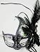 Venetian Masquerade Carbon Finish Masks w/ Black Flower Feather on Side