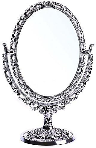 Esmezon European Style Two Sided Swivel Oval Desktop Makeup Mirror Princess Mirror (Standard)