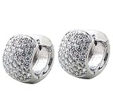 3.00 CT TW Pave Set 7-Row Diamond Huggies in 14k White Gold