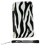 Luxury Pouch Sleeve Cover Case For Apple iPod 3G iPod Touch 2G 8GB 16GB 32GB 1st and 2nd Generation Zebra Print Vertical Carrying Case Cover Pouch with Durable Clip + eBigvalue TM Determination 4-Inch Hand Strap
