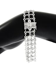 18KT White Mesh 3-Row Mountings Bracelets Length = 7.25