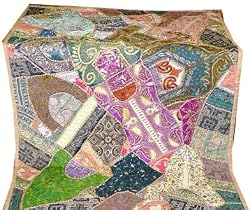 Muticolor India Sari Wall Hanging Hand Embroidered Beaded Tapestry 60x40