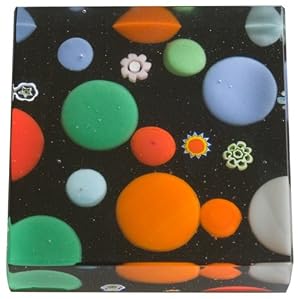 Black Dots Authentic Murano Glass Paperweight, Gift Boxed