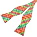 PenSee Mens Self Bow Tie Red & Green & Multi-color Plaids Woven Silk Bow Ties