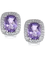 Sterling Silver 6.33cttw Gemstone and Created White Sapphire Earrings