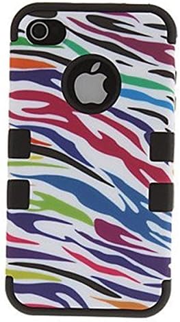 R. 2-in-1 Design Zebra Stripe Pattern Silicone Case with Hard Inside Cover for iPhone 4/4S (Assorted Colors) ( Color : Pink )