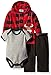 BON BEBE Boys' 3 Piece Microfleece Jacket Set with Bodysuit and Pant, Lumberjack Red, 0-3 Months
