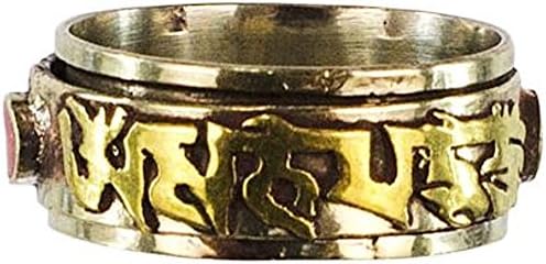 Spinning Brass Tibetan Ring Mani Padme Hum Unisex Prayer Wheel