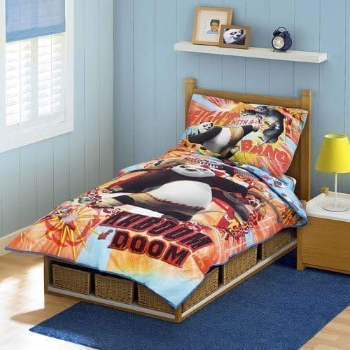 Kung Fu Panda Toddler Bedding Set - 4pc Kaboom Comforter Sheets Bed Set by The Betesh Group