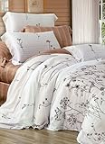 4-pc Fabulous Beige Floral Tencel Duvet Cover Bedding Set Full / Queen Size ....
