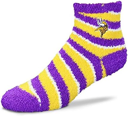 Minnesota Vikings Candy Cane Stripe Women's Fuzzy Sleep Sock - For Bare Feet
